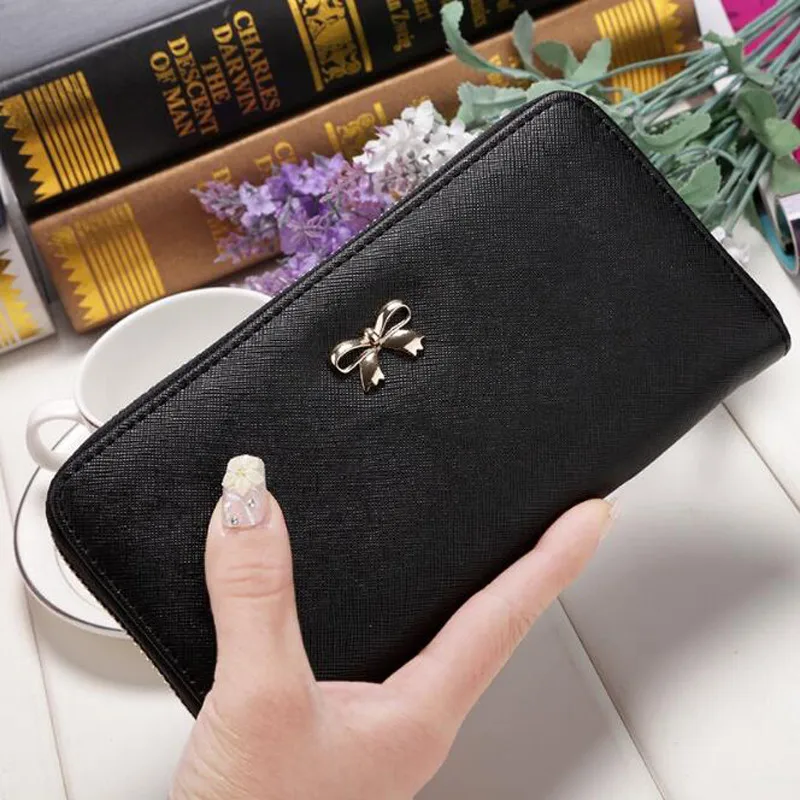 

Fashion Bow-knot Women Wallet Wrist Handle Phone Case Long Section Money Pocket Pouch Handbag Women's Purse Card Holders 2023