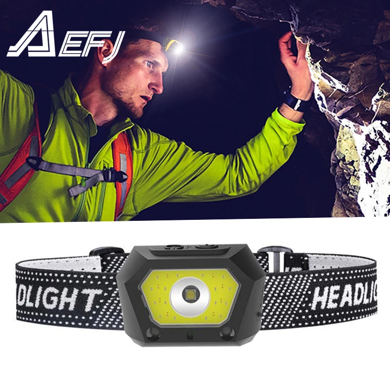 New Rechargeable XP-G2+COB LED Headlamp Body Motion Sensor Headlight Camping Flashlight red white Head Light Torch Lamp