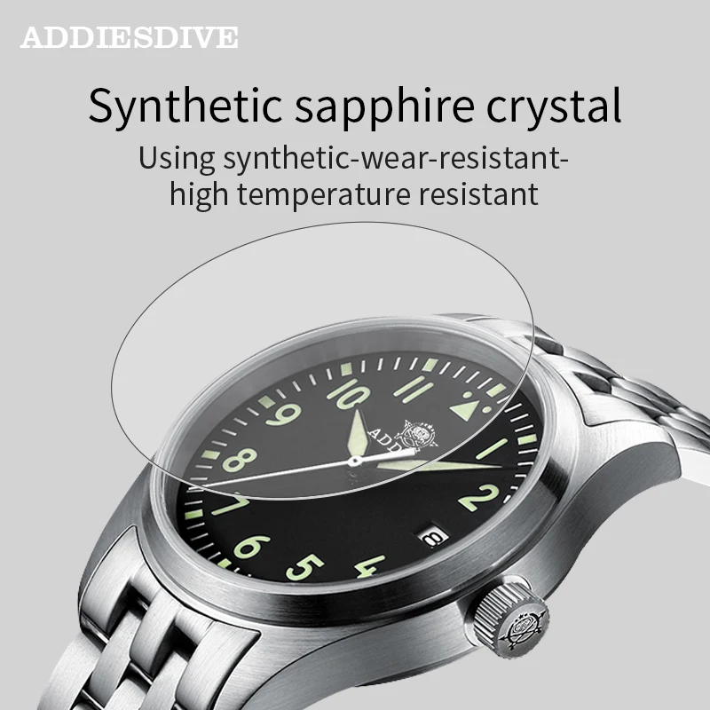 Addies-Reloj de buceo mecánico automático para hombre, cronógrafo luminoso C3, cristal de zafiro, 200m, NH35