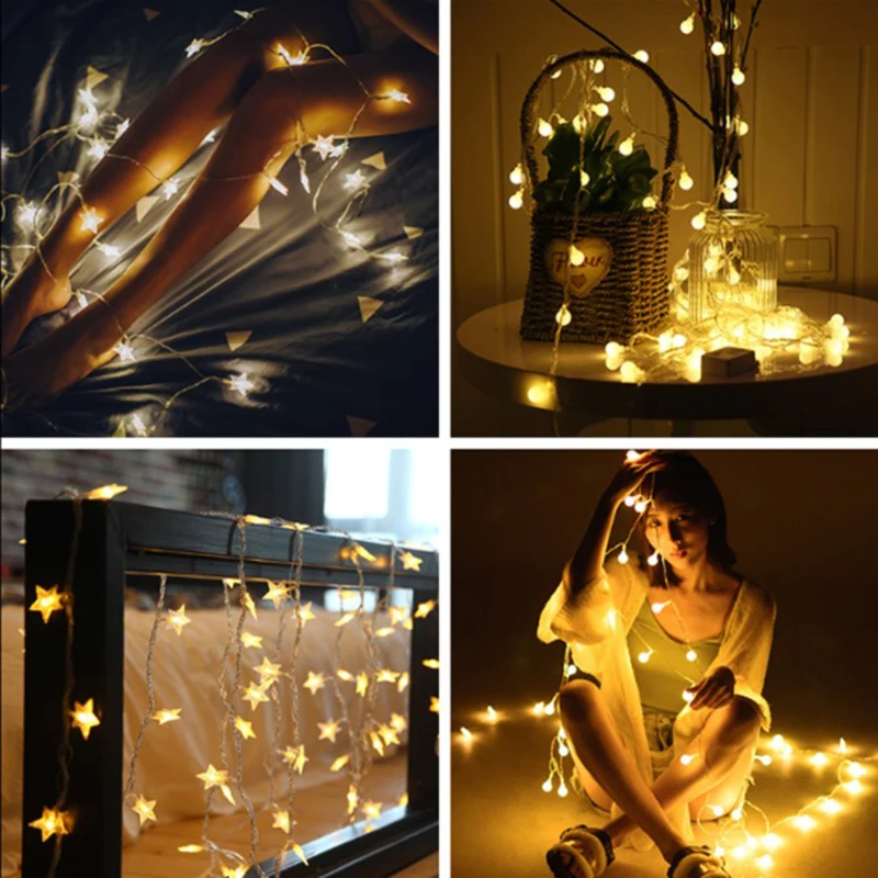 1.5m 4.5m 10m Led Star Moon Light String USB Bedroom Window Christmas Decoration 2022 Party Holiday Light