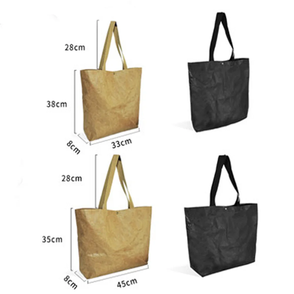 No. HTB-09 brown&black color waterproof DuPont paper bag women handbag brown paper& kraft paper shopping bag