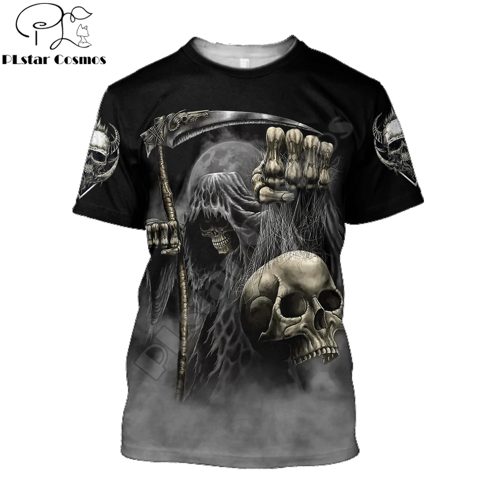 

Summer T-shirt Reaper Scythe Skull Tattoo 3D All Over Printed Men Casual short Sleeve Tee shirts Unisex Street Tee Tops TX-69