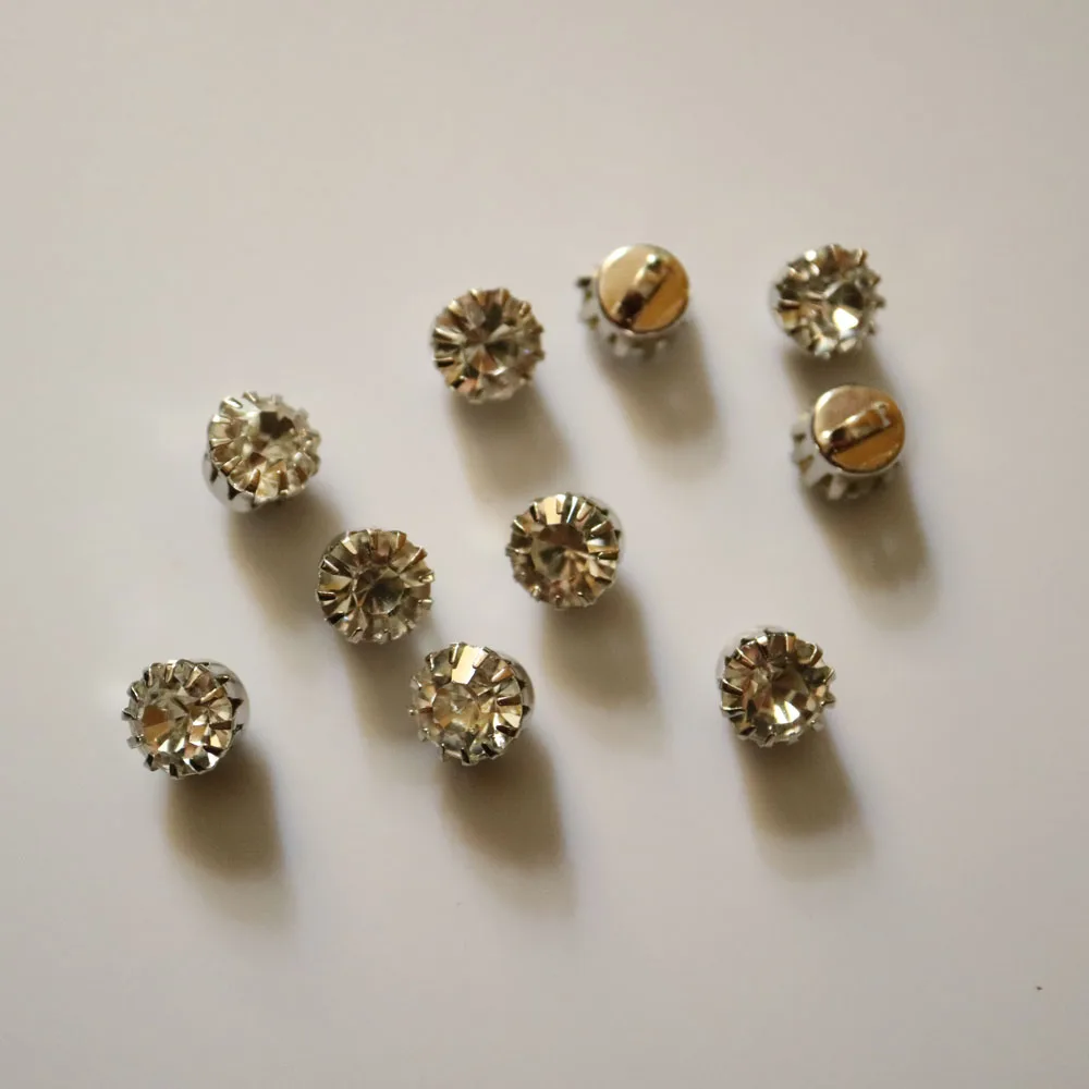 10pc/lot 8mm glass Rhinestone small buttons for coat Decorative sewing button for cashmere Knit cardigan DIY craft supplies