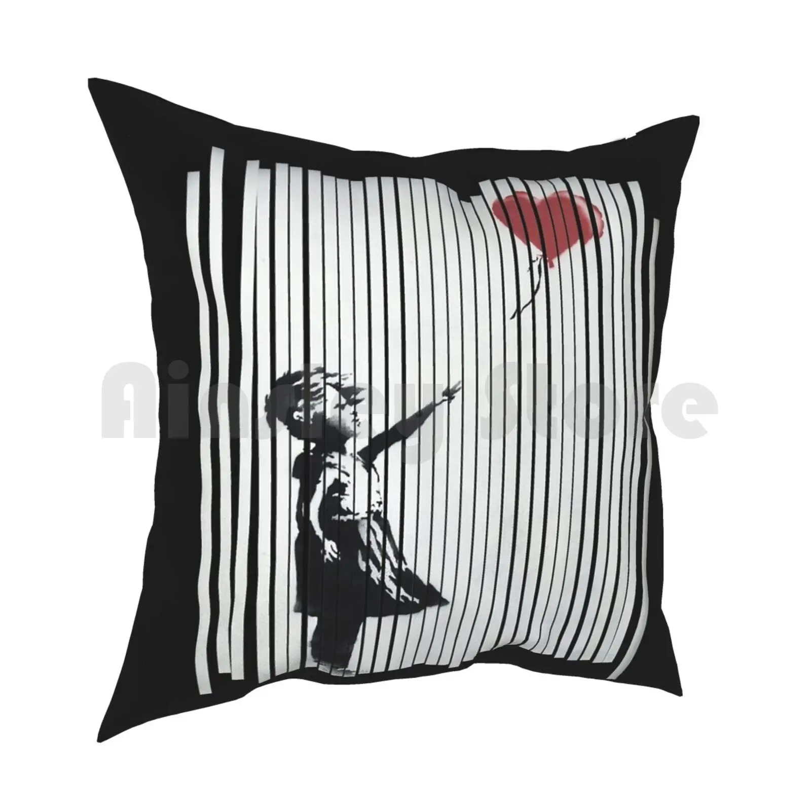 Hey! I Fixed It! Banksy Shredded Balloon Girl Pillow Case Printed Home Soft Throw Pillow Hey I Fixed It Banksy Shredded