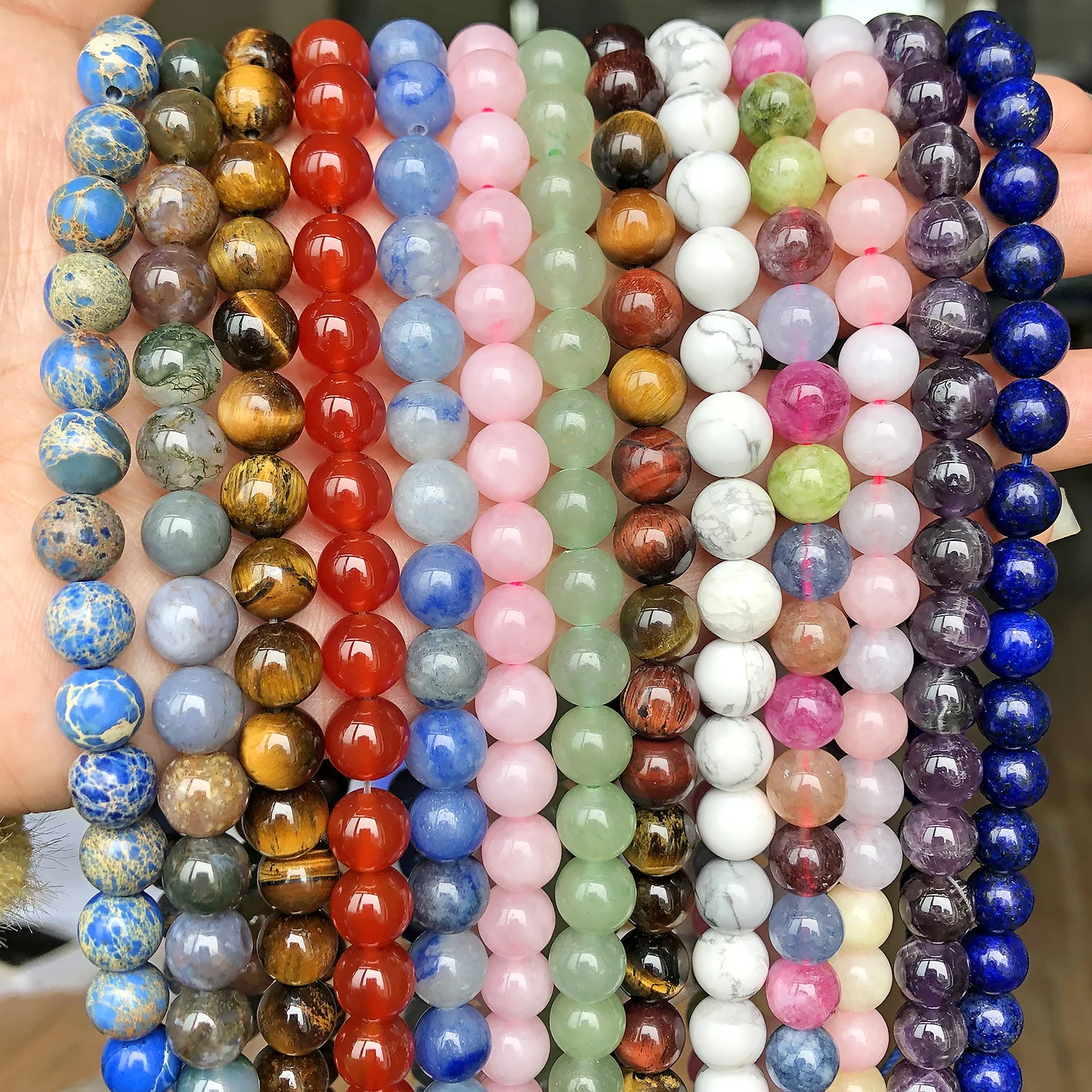 44 Style Natural Stone Beads 4 6 8 10 12mm Turuoqise Lapis Lazuli Amazonite Amethyst Round Beads for Jewelry Making Diy Bracelet