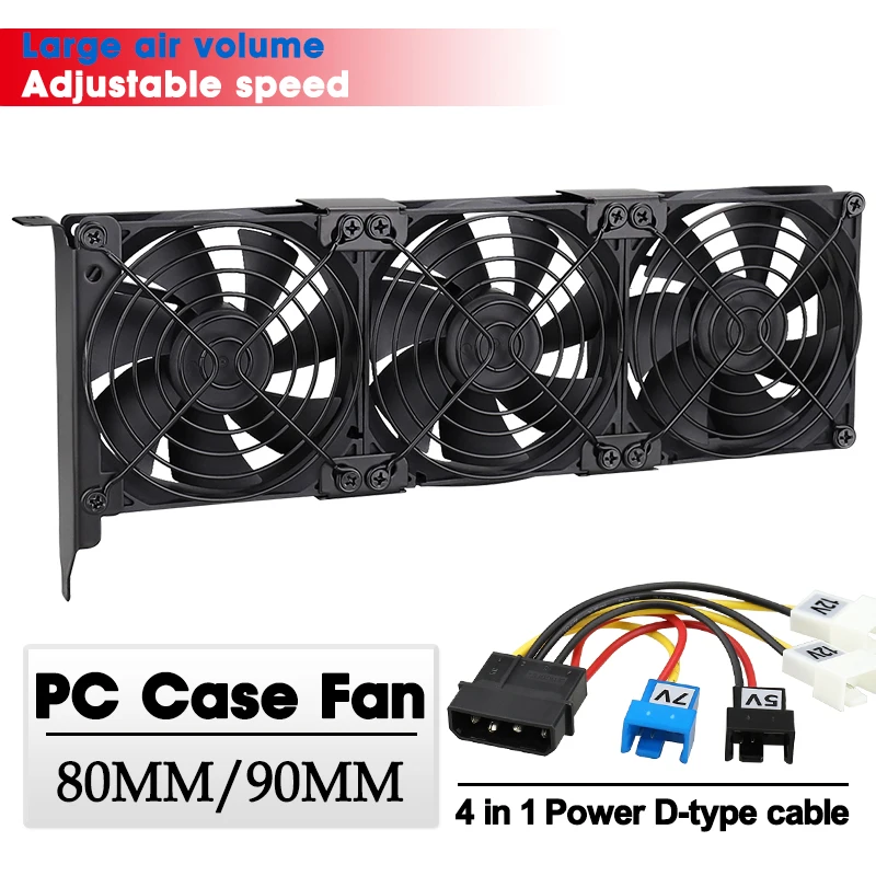 

Gdstime 80MM 90MM Universal Desktop Computer VGA Cooler Partner Ultra Quiet Chassis PCI Graphics Card Double&Triple Fan Radiator