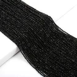 2pc Natural Stone Beads Small Section Bead Black Spinels 2 3mm Loose Beads for Jewelry Making DIY Bracelet Necklace length 37cm