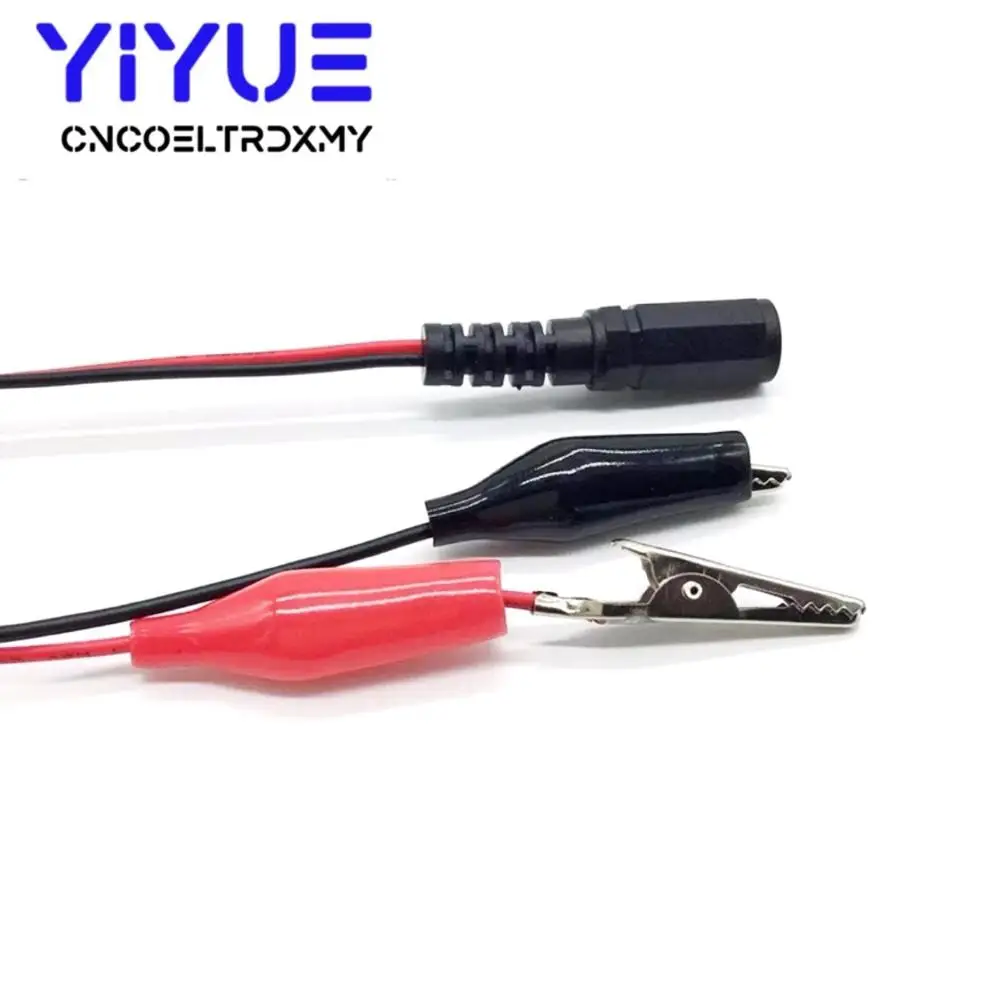 5.5MM 2.1MM  Alligator Clip DC Power male female test lead Cable 12V Power Wire To 2 Crocodile Connector To Male 50cm