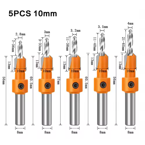 8mm Shank HSS Woodworking Countersink Router Bit Screw Extractor Remon Demolition for Wood Milling Cutter Woodworking Tools - Image 3
