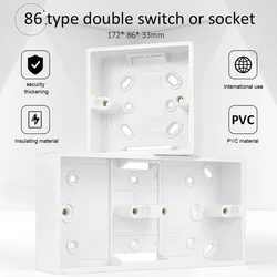 86 Type Switch External Mounting Box 86x86mm 86x172mm PVC Double Switches or Socket Wall Surface Mounting Boxes White