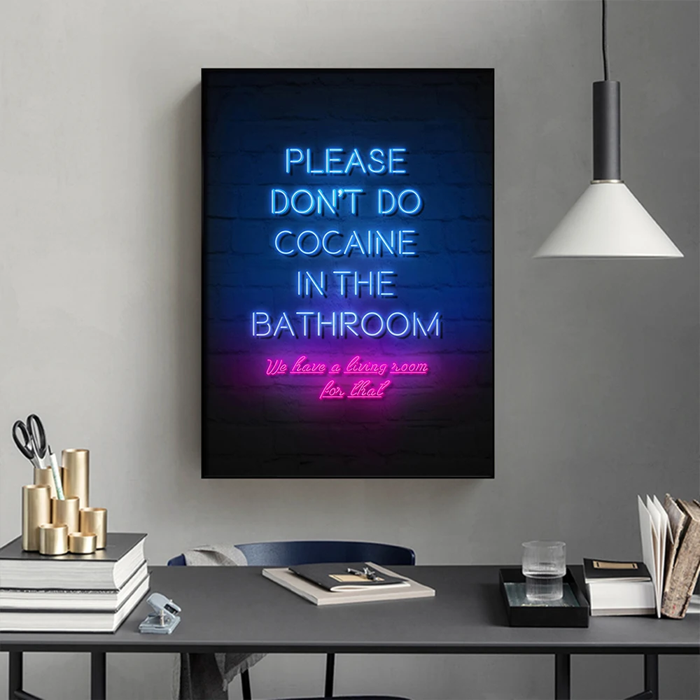 

Neon Wall Art Poster Canvas Painting Please Don't Do In The Bathroom Minimalism Picture For Living Room Home Decoration