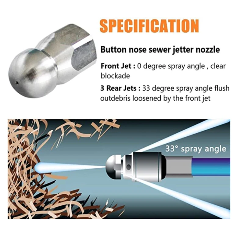 6~20 Meters High Pressure Washer Sewer Drain Water Cleaning Hose Professional Sewage Pipe Blockage Tools for Elitech Bort Daewoo