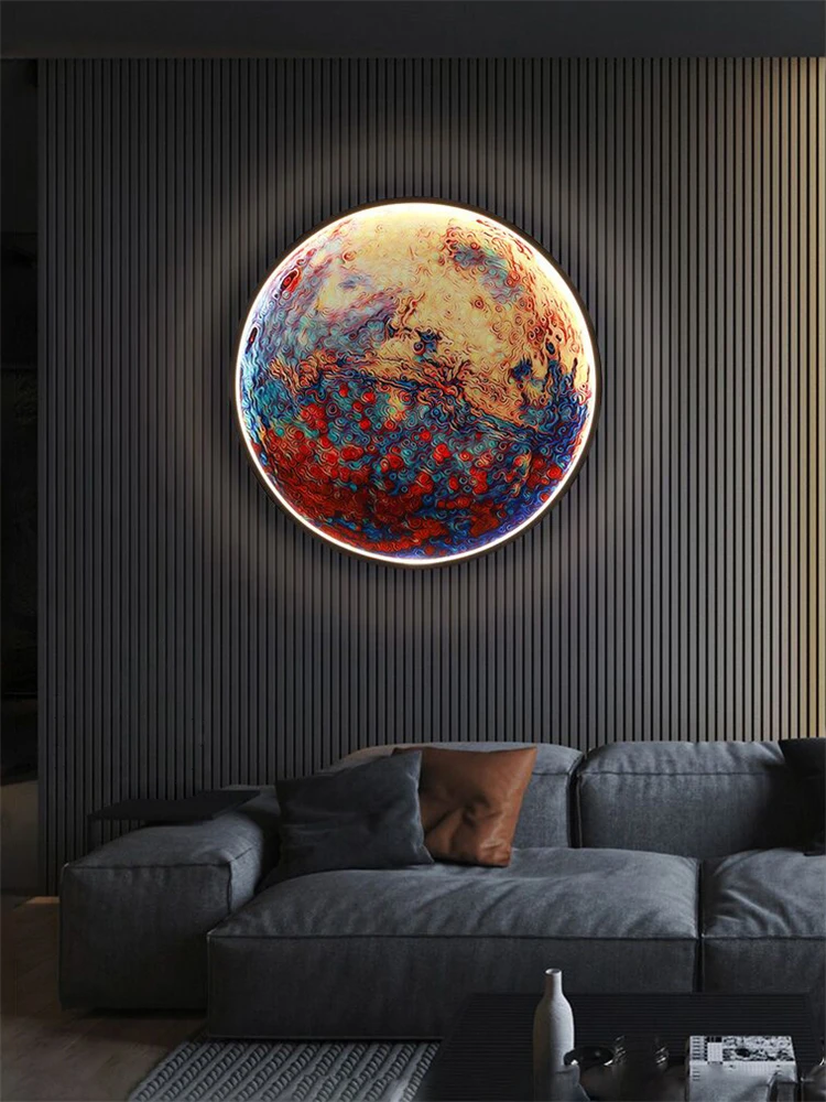 Imagem -06 - Luminária de Parede de Planetas com Luz Led Mural de Terra Decoração para Quarto Iluminação Noturna Elegante para Sala de Estar Corredor Arte