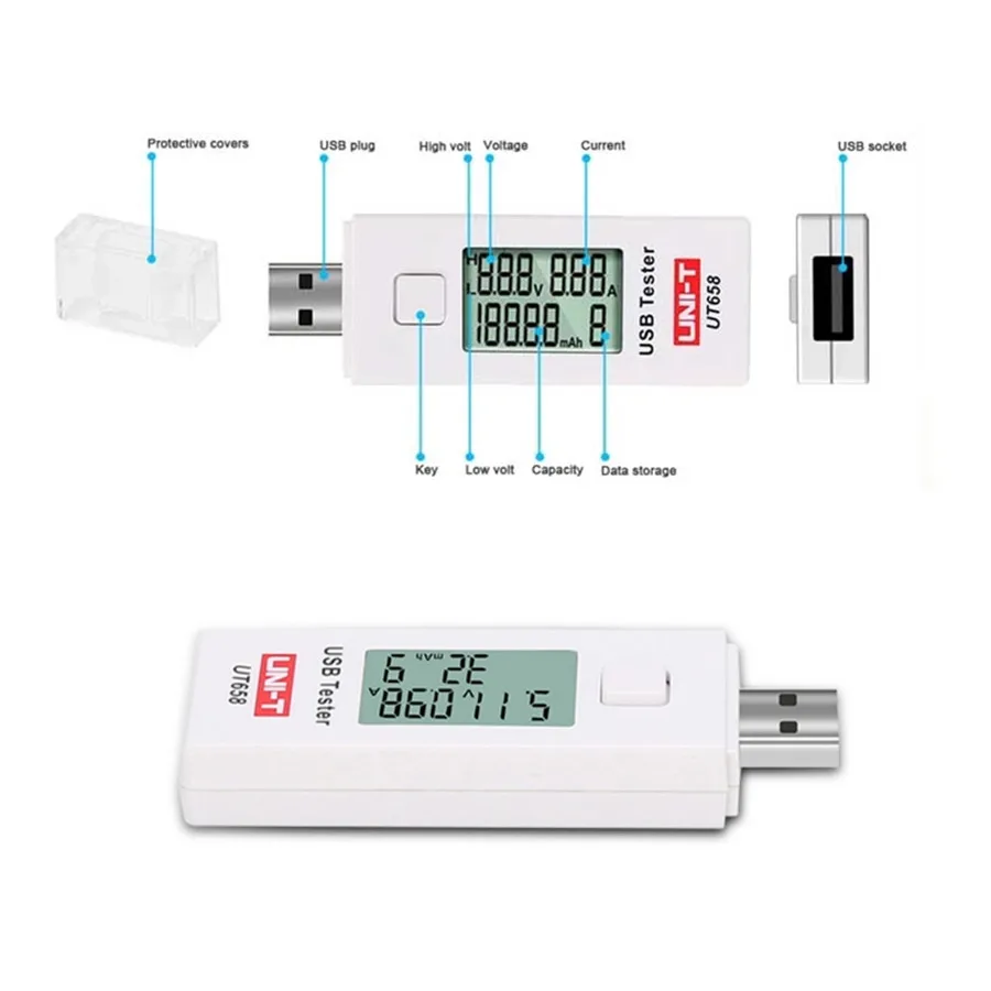 UNI-T UT658 Digital USB Voltage And Current meter tester U Disk Doctor Chargers Voltmeter Ammeter Capacity Tester Monitor 9V 3A