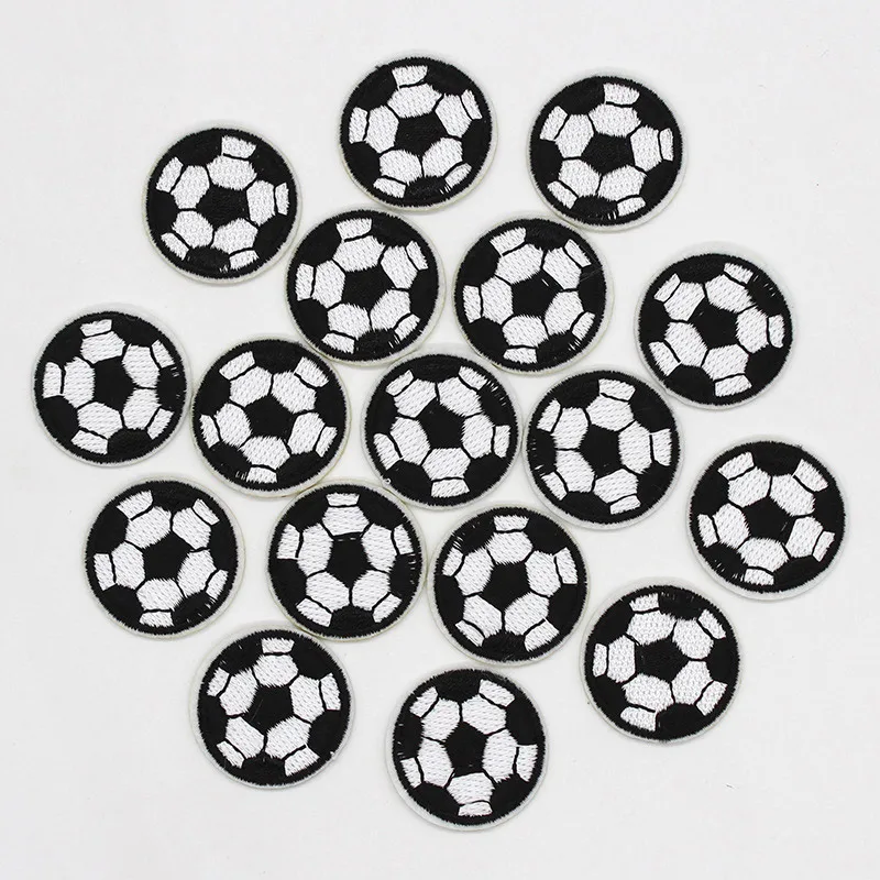 5pc S/M/L/XL Runde Stickerei Fußball Patches für Kleidung Eisen auf Jungen Kleidung T-shirt Jeans Aufkleber schwarz Applikationen Streifen – Detail 3