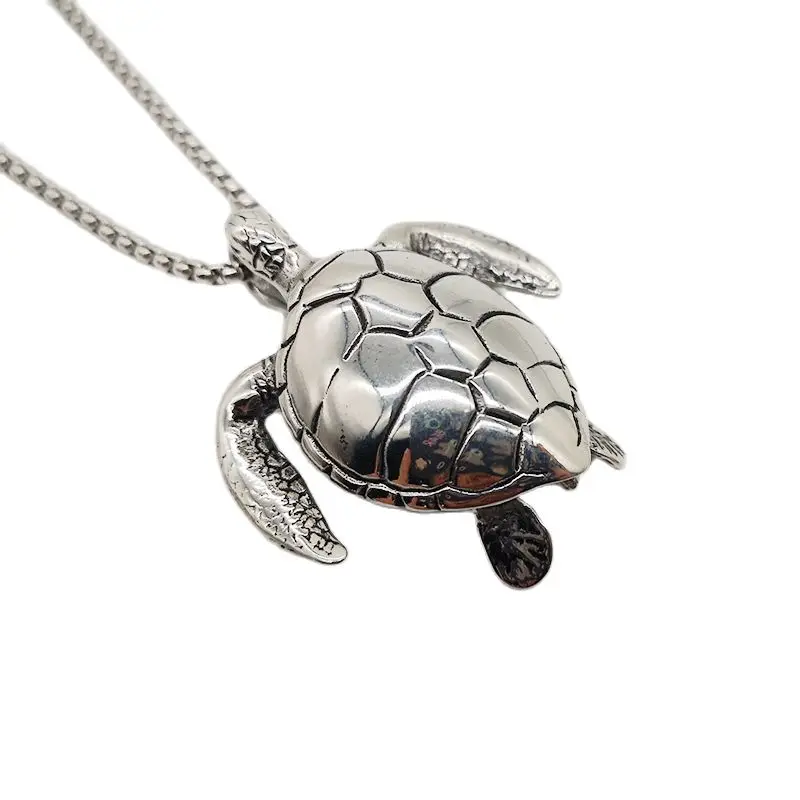 

316 Stainless Steel Cute SEA TURTLE Charm Necklace Hip Hop Punk Jewelry Necklace Men Women Creative Animal Turtle Necklace