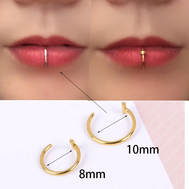 2Pcs Surgical Steel Fake Nose Ring Nose Wrap Cuffs Fake Septum Clip In The Nose Hoop Lip  Rings Men Conch Earring Body Jewelry