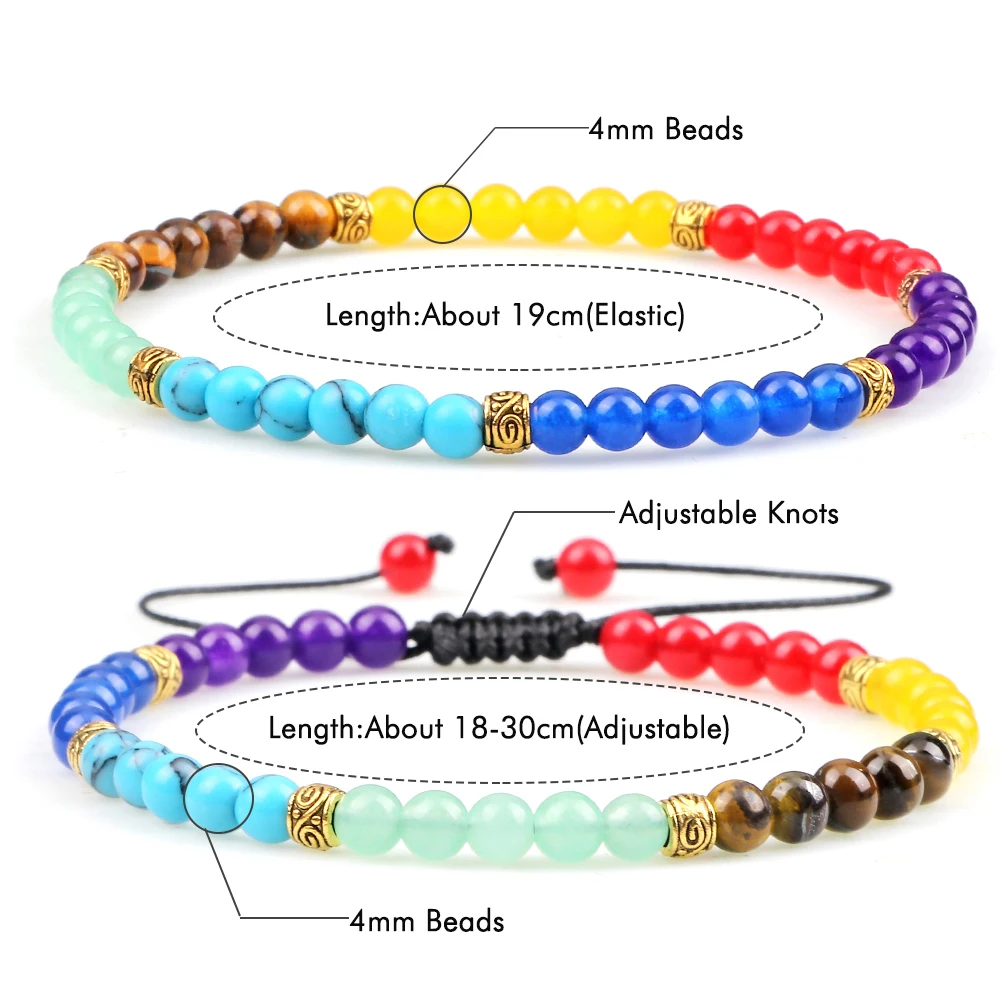 4mm Mini Beads Bracelets Reiki 7 Chakra Healing Balance Bracelet for Women Men Natural Stone Yoga Handmade Bangles femme Jewelry