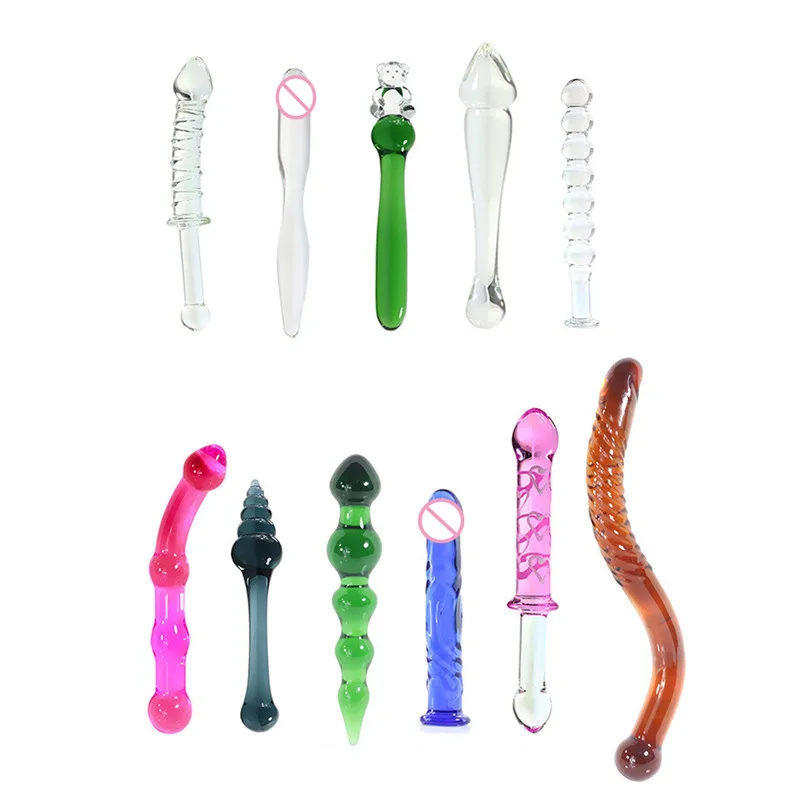 New 11 Size Glass Dildo Anal Plug Flirt Masturbator Sex Tools Anal Beads Dildos Butt Plug Glass Penis Sex Toys For Woman Men Gay