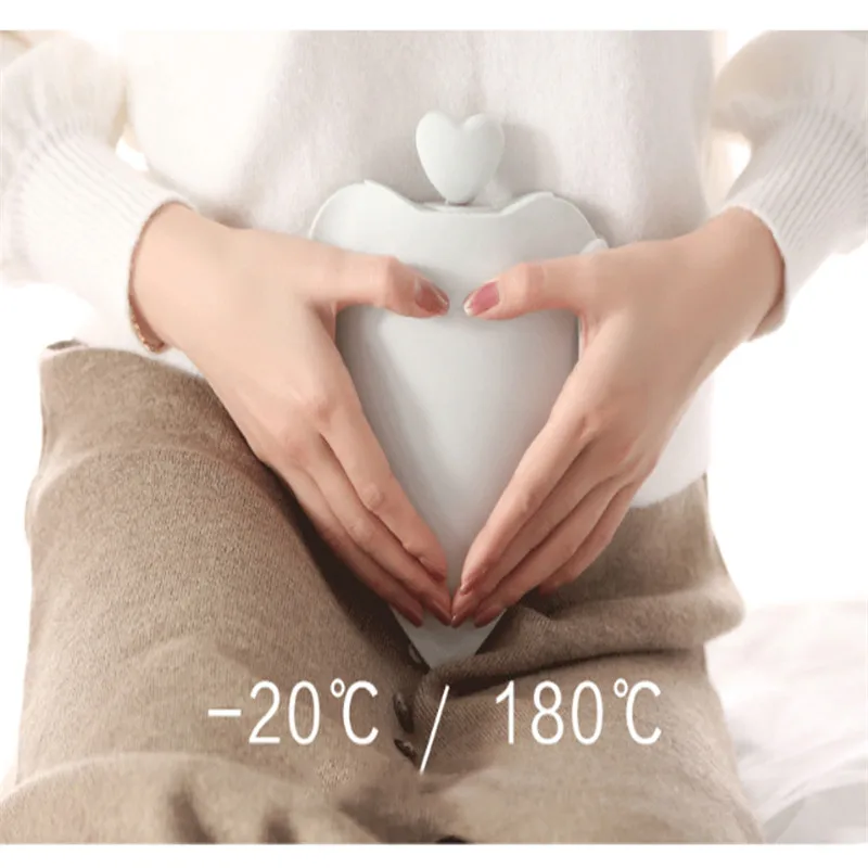 Heart Silicone Hot Water Bottle Rubber Warm Hand Bag Cute Girls Belly Feet Hand Warmer Explosion-proof Portable Hot Water Bags