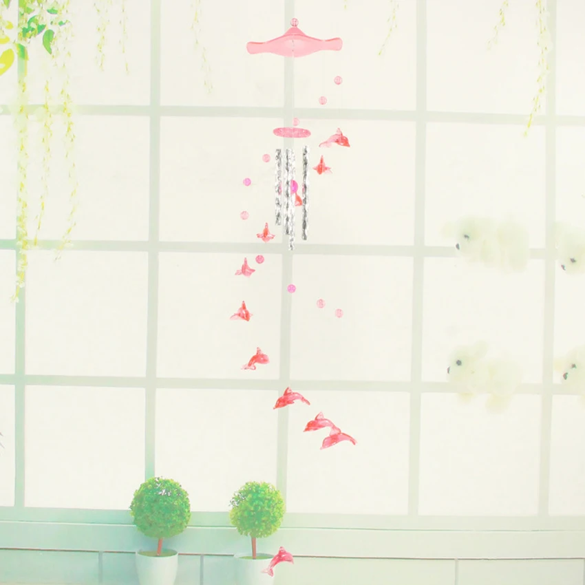 Plastic Wind Chimes Humming Bird dolphin Wind Chimes Bells Metal Tube Hanging Wall Home Car Outdoor garden Decoration 70cm
