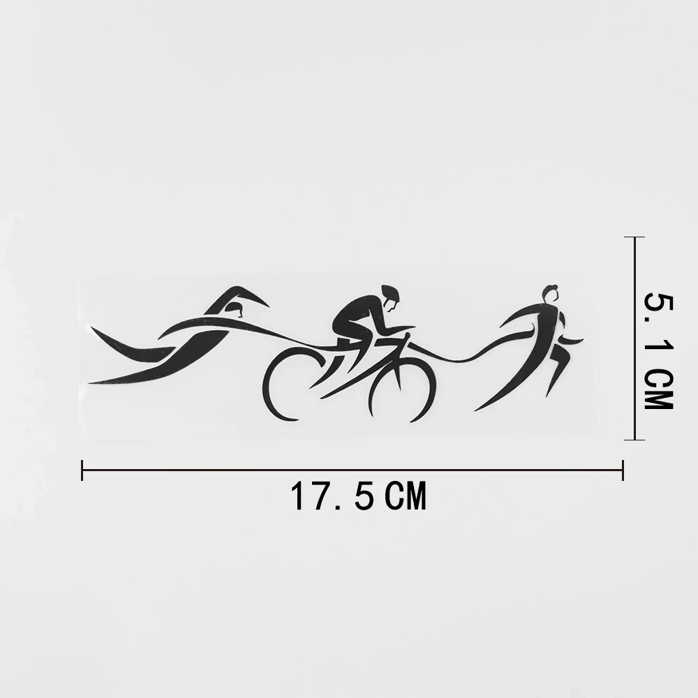 17.5CMX5.1CM Triathlon Swimming Cycling Running Vinyl Car Sticker Black/Silver