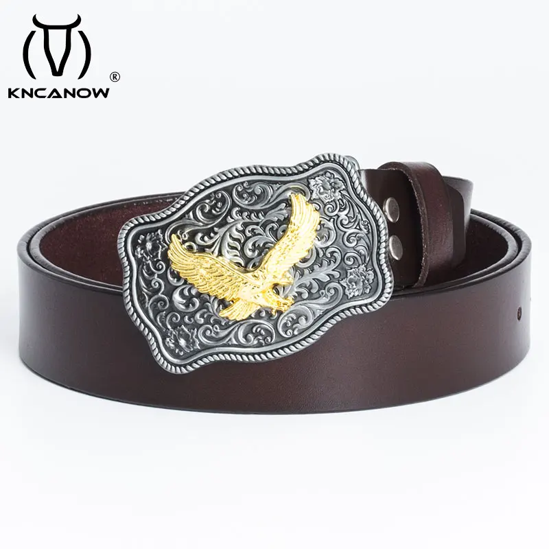 

Fashion Golden Eagle Belts Men Automatic Buckle High Quality Luxury Brand Designer Genuine Leather Cowskin Casual Waist Strap