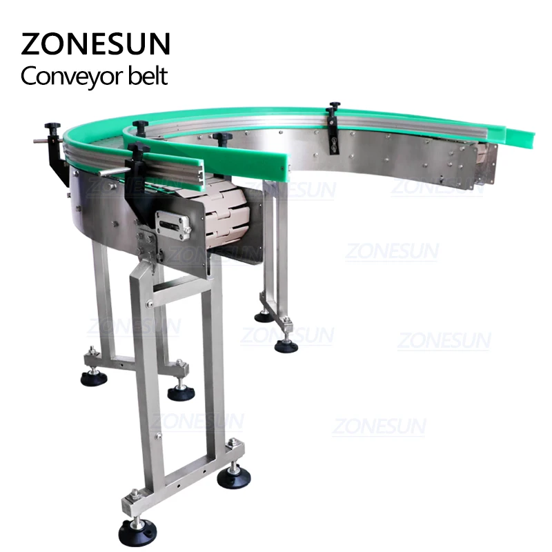 ZONESUN ZS-CBU150 il nastro trasportatore a catena su ordinazione di forma di U per la linea di produzione lavora con l'etichettatrice di riempimento di tappatura