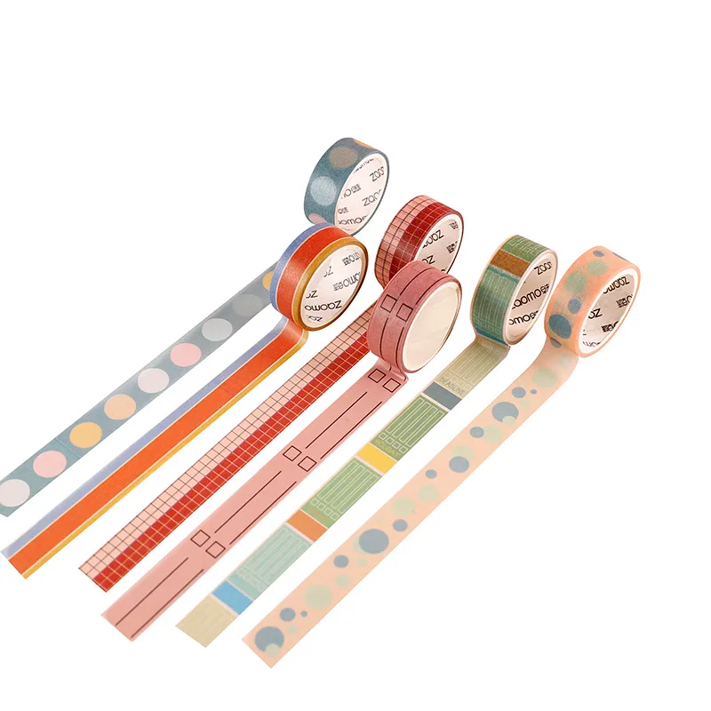 1 롤 계획 Washi 테이프 격자 여러 가지 빛깔의 마스킹 테이프 Scrapbooking 일기 DIY 장식 재료 한국어 편지지