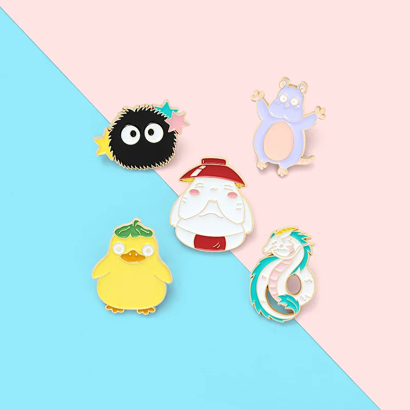 Creative cartoon little yellow duck little mouse enamel brooch personality movie character pins accessories gifts for friends