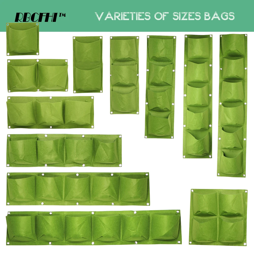 1-6 Pockets Green Grow Bags Vertical Cross Wall Hanging Planting Bags Planter Garden Vegetables Living Garden Bag Home Supplies