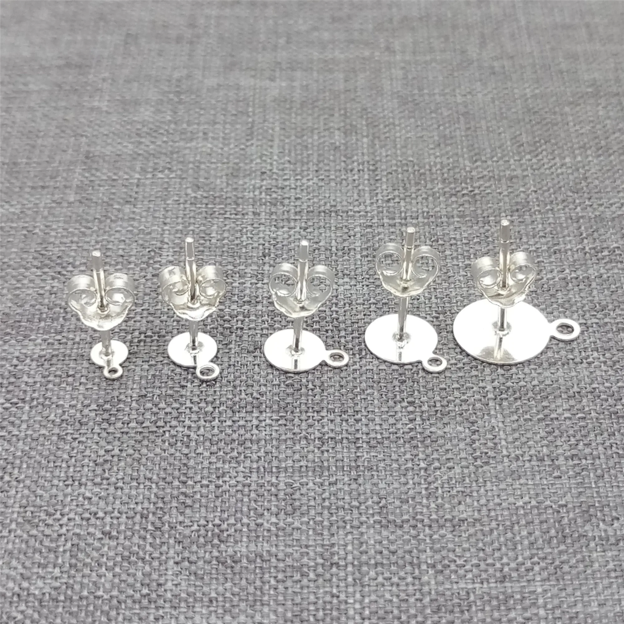 10prs of 925 Sterling Silver Stud Earring Posts Closed Ring 3mm 4mm 5mm 6mm 8mm