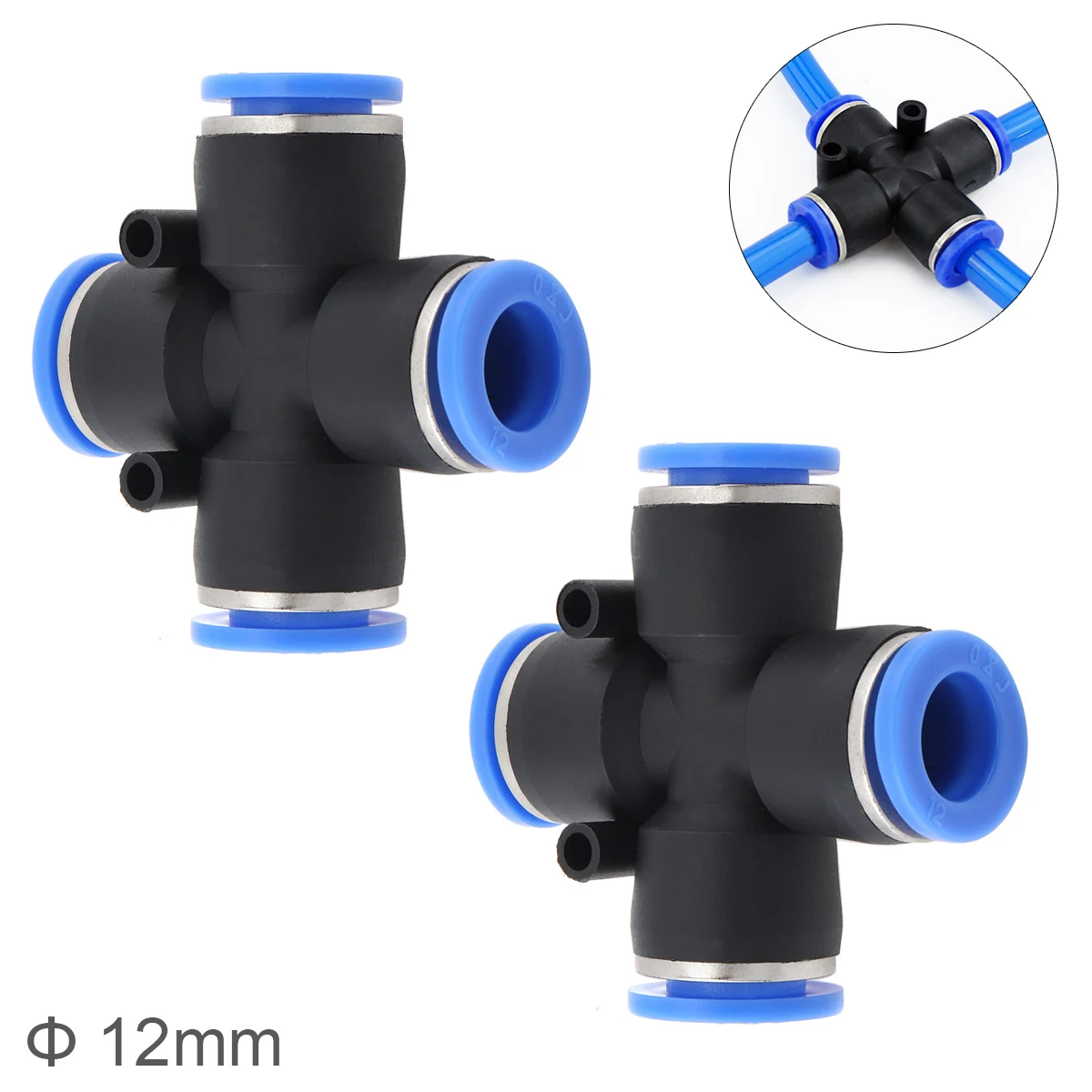 2pcs 12mm Cross Type APE Plastic Four way Pneumatic Quick Connector Pneumatic Insertion Air Tube for Air Tool Quick Fitting