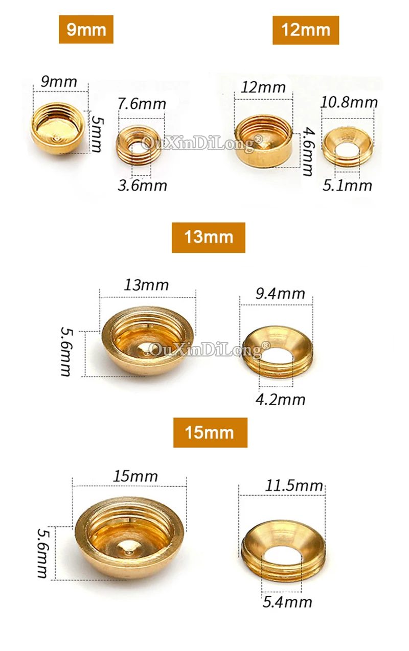 レトロな真鍮製ガラス広告用釘40個、看板、鏡、釘、ファスナー、ネジ、ハンドル、ローブフック、装飾キャップ