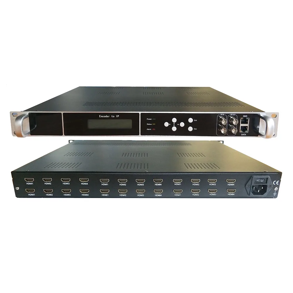 Encoder HDMI ke IP 24 kanal audio/video, encoder sistem TV catv IPTV peralatan ujung depan HEVC H265 H264 streaming media langsung