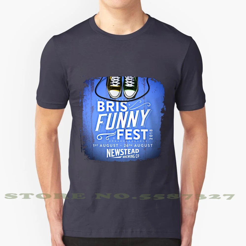 Bris Funny Fest 2018 100% Cotton T-Shirt Comedy Stand Up Brisbane Bris Funny Fest 2018 Michael Toon Wong Front Bums Depth Of