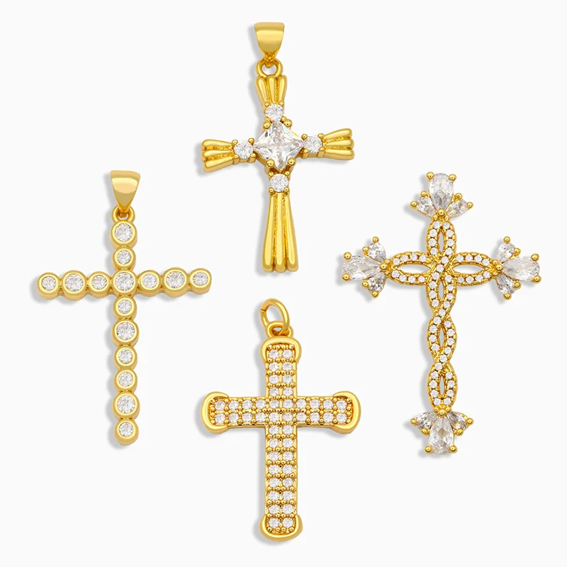 OCESRIO DIY White Stone Cute Cross Pendant  Small  Refinement Pendant Supply For Handmade Jewelry Making Accessories pdta112