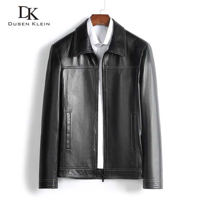 

Men Genuine Leather Jacket Real Sheepskin Casual Short Black Autumn for Man 2001