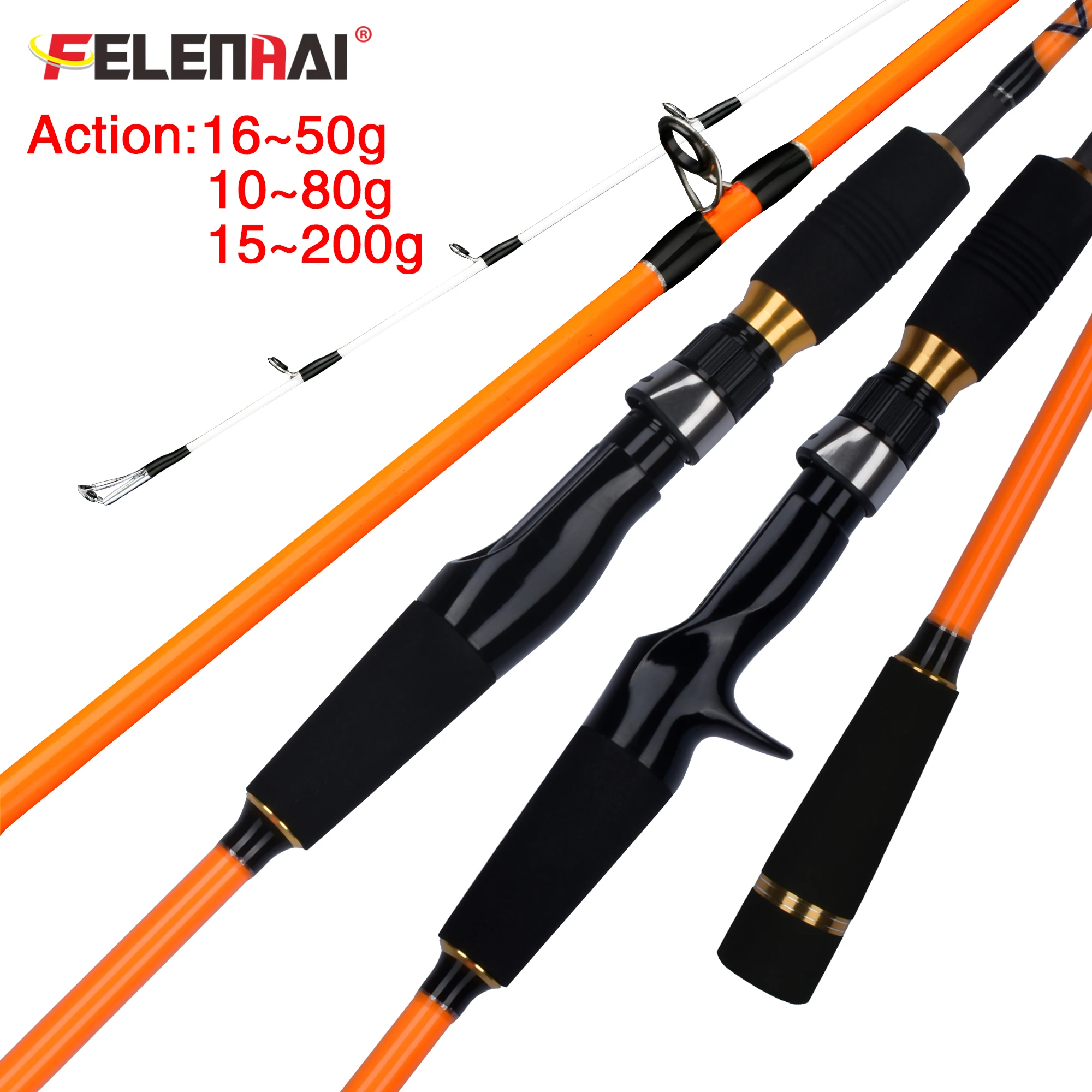 FELENHAI Caña Jigging-Casting Carbono 30T – 1,55 a 1,80m agua salada