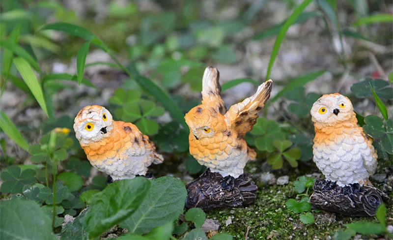 resin mini animal owl model ornaments Miniature desktop craft micro landscape sculpture DIY bonsai decoration a0085