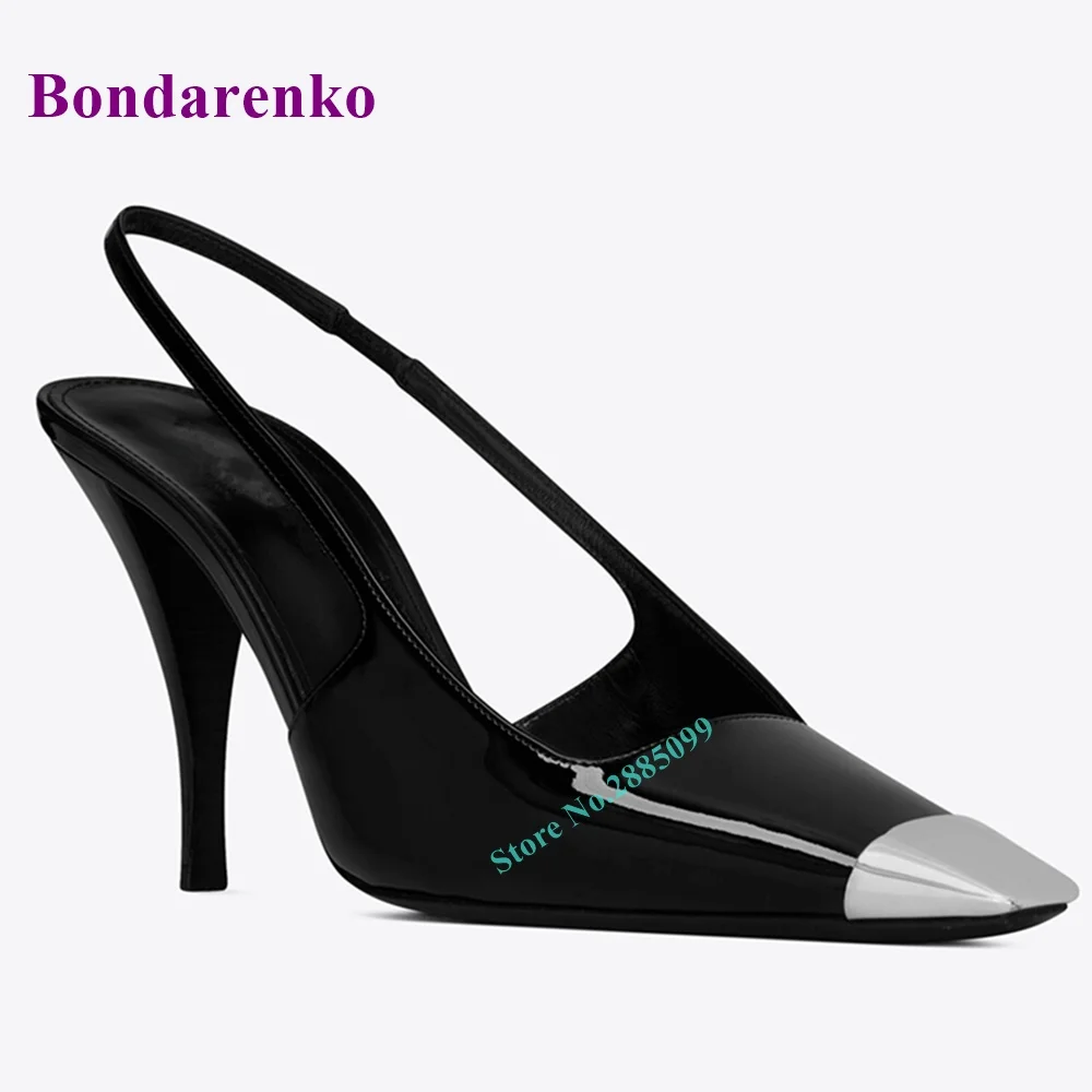 Square Toe Patchwork Ankle Pumps Sandals Slingback Thin High Heel Thin Strap Slip On Pumps Women Dress Shoe Summer Party Dress