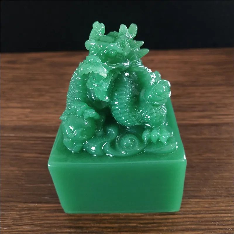 Figurki chińskiego smoka figurki Big Man-made kamień Imperial Jade Seal rzemiosło rok zodiak smok rzeźba do dekoracji domu