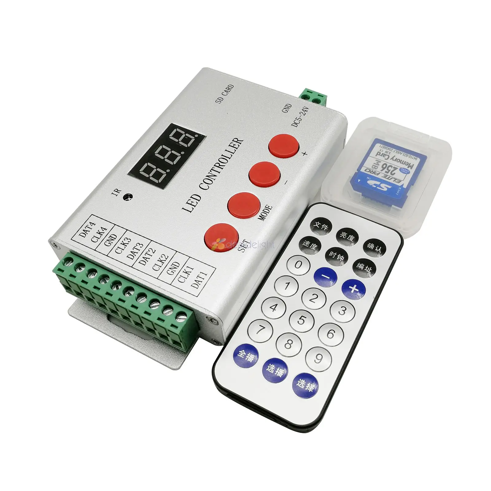 H802SE full color LED controller 4 Ports Drive 6144 Pixels, four stand-alone controller, IR Wireless Remote , DMX512 controller