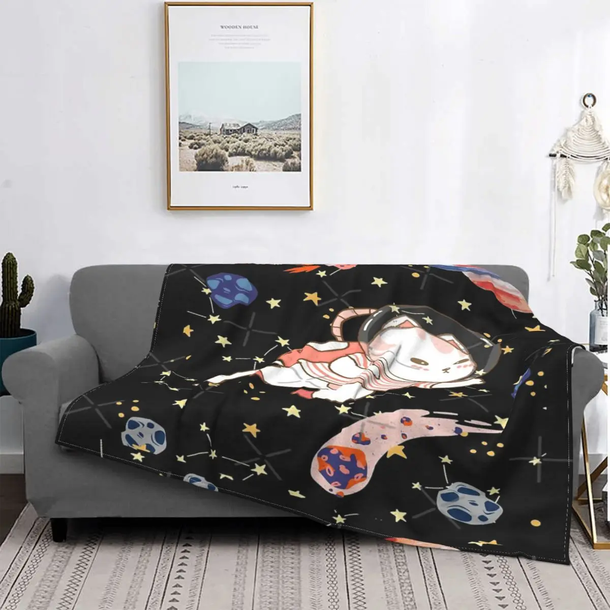 

Astro-Manta de gato astronauta, colcha para cama a cuadros, cubierta de playa, manta a cuadros, alfombra de oración Islámica