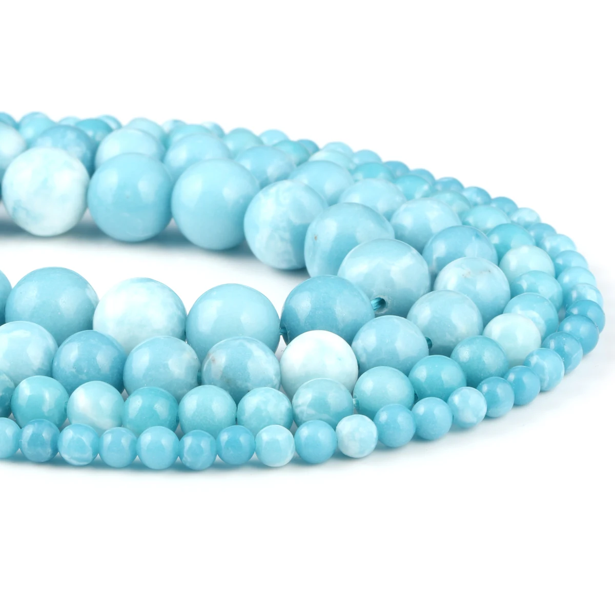 Larimar Gem Round Loose Beads Ocean Gem High Quality Beads for DIY Jewelry Making Bracelet Necklace Gifts 4 6 8 10 12 M