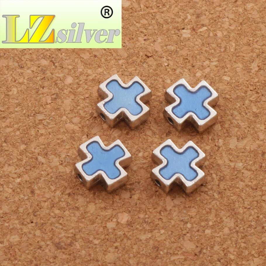 Enamel Square Knights Templar Cross Charm Beads Tibetan Silver 20pcs 10Colors 10.38mm Jewelry Finding L1713