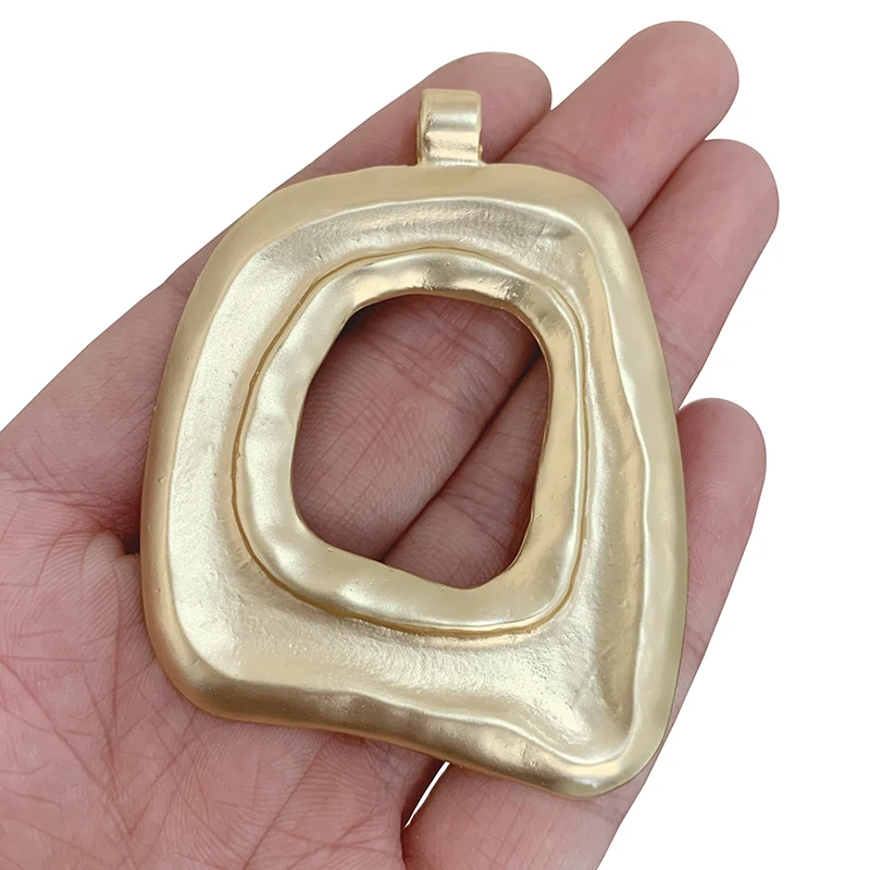 1 x Boho Large Open Irregular Matt Gold Color Charms Pendants for Necklace Jewelry Making Findings Accessories