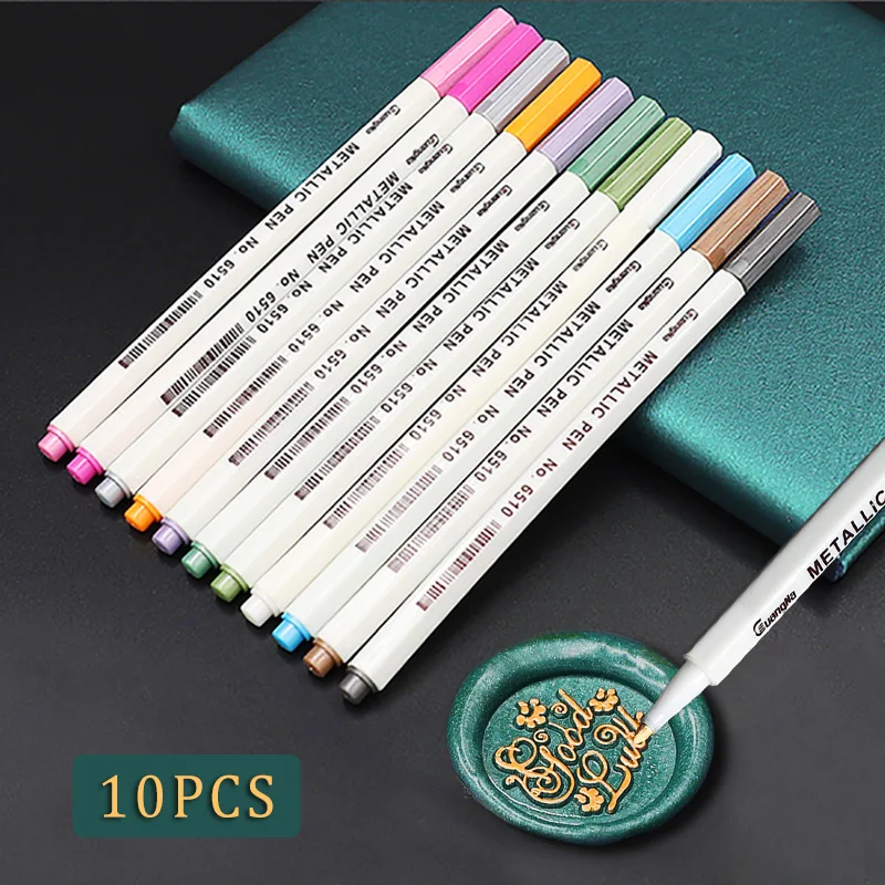 wax seal  mark pen 10pcs/lot stamp decoration wax seal metal gold color pen metallic Wax Stamp Markers Vintage Waxing Color Pens