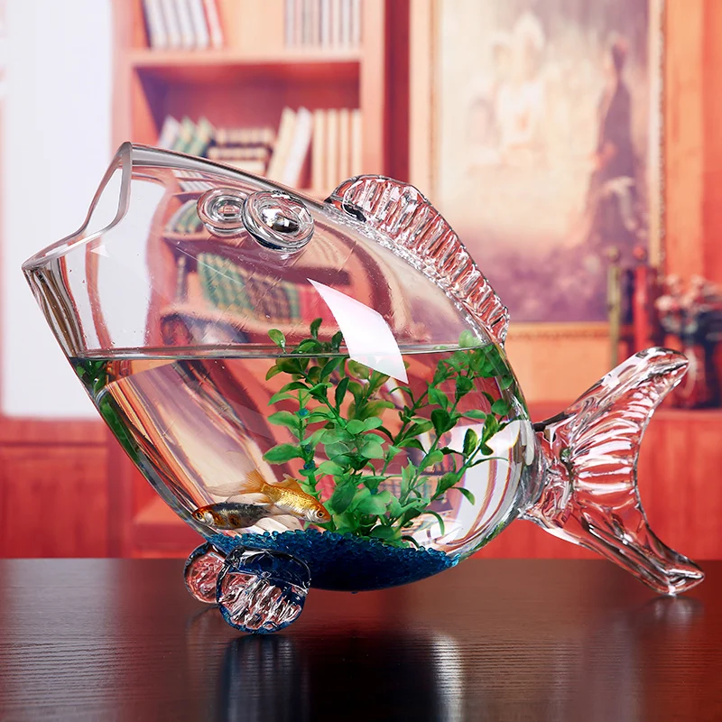 Imagem -05 - Tigela de Vidro em Forma de Peixe Transparente Claro Aquário Fish Tank Glass Home Living Room Decoração do Escritório Artesanato Ornamentos