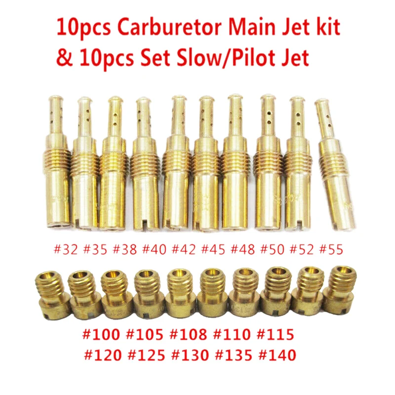 10 Uds carburador principal Jet Kit y 10 Uds lento/piloto de Jet para PWK Park OKO CVK PWM NSR KSR PWM carburador de la motocicleta